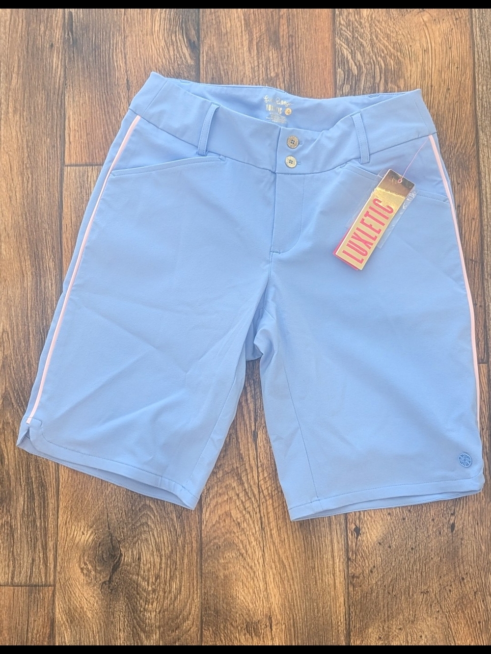 South Florida Vintage!! Lilly Pulitzer.  Lt Blue Athletic Shorts with Pink Trim
